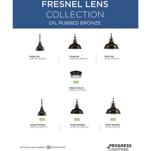 Fresnel Lens LED Oil Rubbed Bronze Pendant Ceiling Light, Progress LED